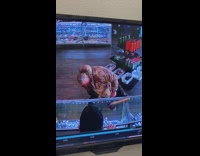 Brown jacket guy waves knife around store