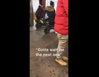 Pt. 2 Man drives motorcycle scooter into subway train