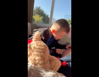 Pregnant mom scares son inspecting belly button