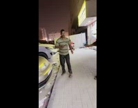 Man grab ankle of another man prank