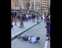 Brown pants girl cathedral church guy street 