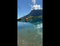 Man Swings to Dive then Gets Stuck
