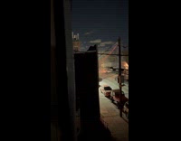 Power lines sparks on street