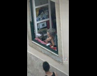 Collab Clips MPUGC - Woman in window of home sharing her cat with people that walk by