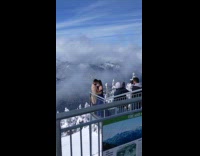 Blue ballgown snow mountains couple cascades photoshoot 