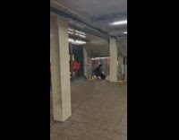 Collab Subway Creatures - Man in Ghost Mask Does Sit Ups 