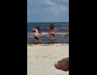 Two women in bikini poses at the beach Part 1