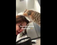 Cat waterboarding hooman 