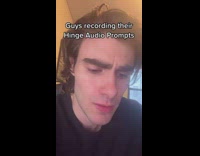 Guy stops yelling to record hinge audio prompt 
