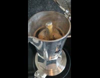 Coffee boiled and spills out the boiler