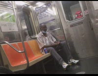Guy picks food out of teeth subway