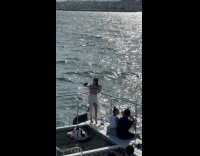 Collab IITW - Lady in Sparse Clothes Take Selfie on Boat