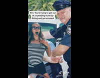 Girl speeding ticket black white striped shirt