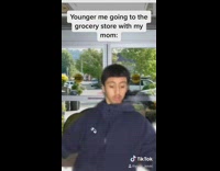 Younger me going to grocery store mom