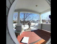 Delivery man throws package and then leave