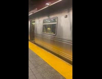 Collab WINY - Silver mime man rides the train