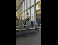 Man with a red towel on the head tiktok dance airport