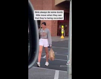 Collab BitchIG2 - Girl walking to car sticks out tongue