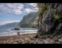 Time lapse video of waterfalls near beach