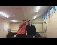 Couple sitting on table falls off