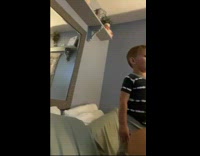 Little boy in bed laughs like a goat 