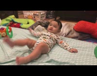 Baby dances falls back mom sings fail