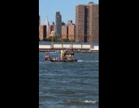 Group sails at river in pirate boat