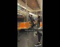 guy dances on subway poles to jazz music