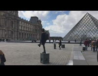 Tourist girl poses for photo 