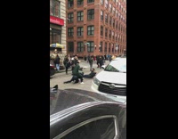 Green green jacket sitting on street 
