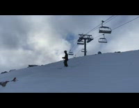 Guy ski fail roll over cable car