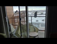 Crow takes dead pigeon over egg chair