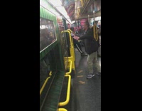 Man spins around in circles while standing on a subway train #BluePointWhatTheL
