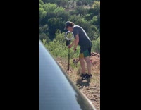 Guy brings ring light for nature photo 