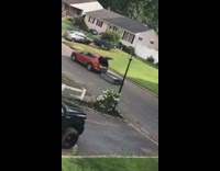 Red car drags furniture across street pt. 3