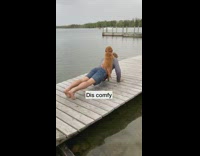 Collab Pets For All - Guy does push ups puppy on back 