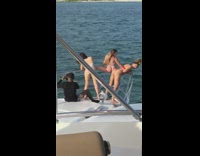 Tree girls twerk butt on yacht railings