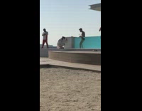 Man photo shoot glass swimming pool 