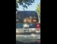 Bus letters spell out meme 