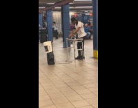 Collab Subway_Creatures - DJ white shirt perform at subway station