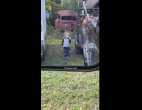 Little baby directs dad to reverse park trailer 
