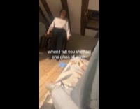 Drunk woman crashing after doing handstand