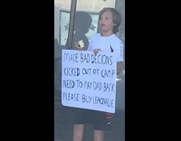 Little kids selling lemonade to fund camp