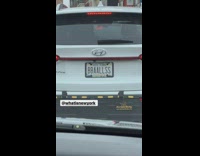 Car has license plate about balls 