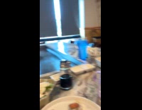 Baby amused with fire at hibachi restaurant