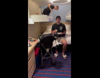 Couple with kids cramped up in cruise room 
