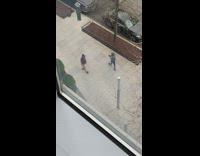 Filming music video sidewalk blocking family