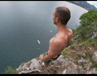 Guy yells before jumping off cliff 
