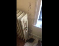 Broken radiator shooting out black liquid