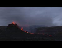 Volcano Iceland erupt spit out lave night part 1